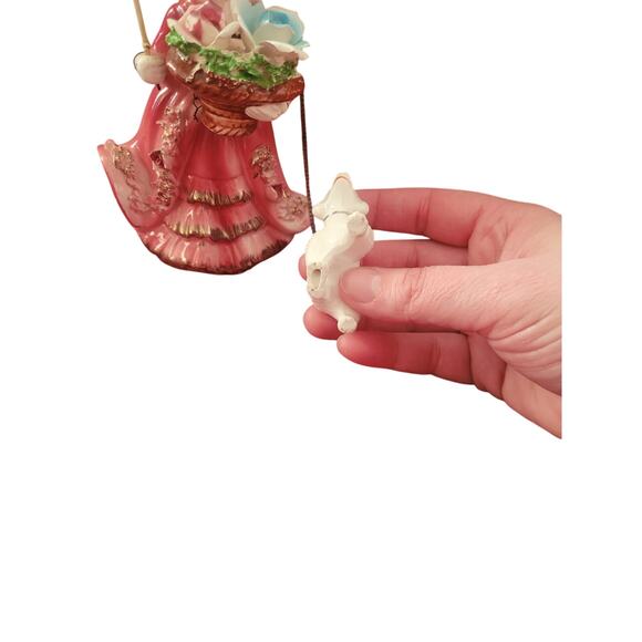 Vintage Pink Victorian Lady Figurine Walking Poodle - Picture 2 of 4